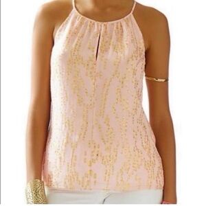 Silk Lilly Pulitzer Crinkle Clip Dot Jacquard Tank Top XS